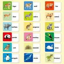 54pcs/Box English Animal Word Learning Flash Cards, 54 Different Small Animal Images With Corresponding Word Learning, Rounded Card Design For Hands, Great Choice For Parent-Child Interaction - Green - View 10