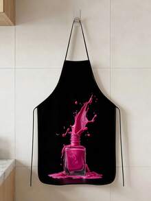 A Stylish Polyester Nail Polish Print Apron, Made Of Polyester, Adjustable, Waterproof And Comfortable, Suitable For Home Cooking, Baking, Grilling And DIY Projects, Unisex. - Multicolor - View 12