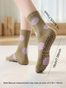 1 Pair Polka Dot Color-Block Pilates Socks, Unisex, Breathable, Non-Skid Grip, Cute For Yoga/Barre/Workouts, Slip-Resistant & Comfortable. - Multicolor - View 11