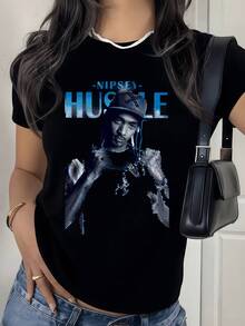 Figura artística con efecto de puntos azules que representa fuerza y actitud urbana con un mensaje de perseverancia y energía positiva camiseta de mujer moderna y llamativa para uso casual diario - Negro - Ver 8
