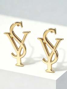 Gold YS Letter Stud Earrings