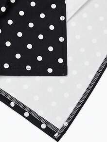 Women's Long Dress For Spring Summer Autumn, Casual Polka Dot Short Sleeve V-Neck Slit Knit Long Dress, Slit Hem Elegant Vacation Black - Black - View 6