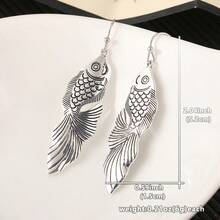 Handmade Retro Bohemian Style Lucky Fish Pendant Earrings, Suitable For Women's Matching And As Holiday Gifts. Unique In Style. - Silver - View 2