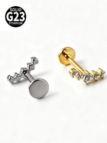 1 chiếc khuyên môi G23 bằng titan, năm chấu đính đá Zirconia, dùng cho môi, tai, sụn tai, vành tai, kiểu vặn ren. - Như thể hiện trong hình ảnh - Xem 6
