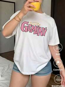 180g Made In Mexico, Spring/Summer 2026 Fashion Short Sleeve T-Shirt, Cartoon Print, Couple Style, Underwear/Outerwear, Casual Round Neck For Office, Unisex One Piece Top - 白色的 - 查看 2