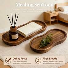 High-Quality Wooden Tray Suitable For Bathroom, Perfume Tray, Kitchen Tray, Reception Tray, Decorative Tray, Applicable For Room Decor, Home Decor, Bathroom Decor And Living Room Decor, Widely Used Wooden Tray In Household - C-Wood Color - View 4