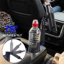 xnyocn Giá đỡ máy tính bảng gắn vào khay đựng cốc, giá đỡ điện thoại gắn trên cốc xe hơi chắc chắn với đế điều chỉnh được, giá đỡ máy tính bảng để bàn xoay 360° tương thích với iPad Pro 12.9/11, Air, Minitab và tất cả các loại điện thoại thông minh, đế cắm chắc chắn cho ô tô, xe tải và SUV. - Xem 4
