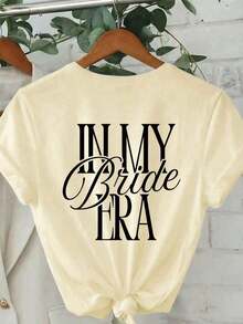 The Era Of The Everyday Casual Girlfriend For Women Has Arrived/I've Officially Entered Girlfriend Mode/I'm Now The Girlfriend Legend. Short-Sleeved Crew Neck Sweatshirt For Spring, Autumn, And Winter, Suitable For Valentine's Day/Back To School, Summer White Color. - 杏色 - 查看 8