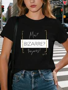 Tidi Quirky Women's Comfortable T-Shirt - Urban Vintage Style, Unisex, Loose Fit, Cotton, Short Sleeve And Round Neck. - 黑色 - 查看 7