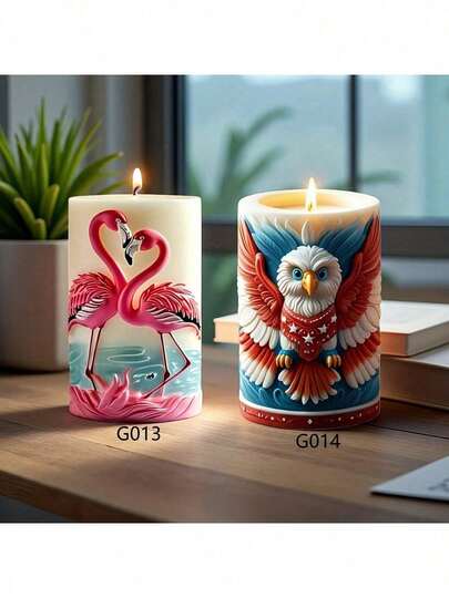 Flamingo & Owl Candle Silicone Mold - High Quality Reusable Flexible Mold With Wavy And Pastel Blue Design - Creative DIY Home Decor, Birthday, Anniversary, Bird Craft Gift