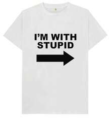 I'With Stupid Funny Joke Spoof Humor Shirt - Black - View 3