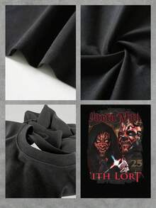 Graphic Inspired By A Famous Galactic Saga Depicting The Struggle Between Darkness And Light With A Powerful Warrior And A , Conveying Strength And Mystical Energy. Comfortable And Modern Casual Women's T-Shirt For Everyday Wear - 黑色 - 查看 4