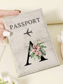 1pc A-Z 26 Letters Fashionable Letter Print Stylish Burgundy Passport Cover, Premium PU Leather Passport Wallet With Multi-Card Pockets For Credit Cards, Boarding Passes, And IDs, Compact And Portable Travel Essentials Organizer For Women, Men - Pink - View 97