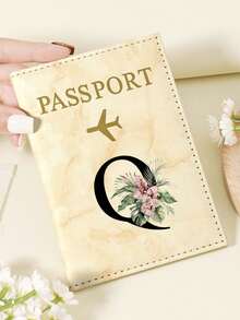 1pc A-Z 26 Letters Fashionable Letter Print Stylish Burgundy Passport Cover, Premium PU Leather Passport Wallet With Multi-Card Pockets For Credit Cards, Boarding Passes, And IDs, Compact And Portable Travel Essentials Organizer For Women, Men - Pink - View 108
