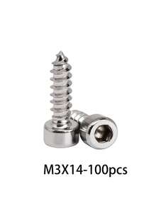 100 buah Sekrup Self-Tapping Kepala Cangkir M3, Sekrup Audio Warna Hitam & Perak, Sekrup Soket Heksagonal untuk DIY - A - View 19