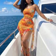 Women's Vacation Cashew Floral Print Patchwork Ruffle Asymmetric Hem Fitted Sexy Bandeau Dress, Beach Outfits For Women , Beach Outfit For Women , Beach Outfits , Beach Outfit ,Summer , Summer Dress  , Summer Dresses For Women  , Summer Tops, Summer Dresses , Summer Clothes  , Summer Outfits For Women , Summer Outfits ,  Summer Outfit For Women , Beach Vacation Outfits For Women , Vacation Outfits Women  , Holiday Outfits For Women  , Vacation  , Holiday  , Summer Holiday Outfits , Holiday Outfi - Multicolor - Ver 2
