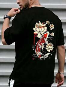 Camisetas con Estampado de Letras para Hombre QJQ, Manga Corta, Cuello Redondo, Estilo Urbano Moderno, Camisetas Vintage con Diseño de Koi Japonés 4MXW - Blanco - Ver 10