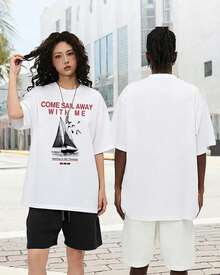 Camisetas Gráficas para Hombre, Manga Corta, Estampado de Surf, Cuello Redondo, Algodón, Casual, Camisetas WAVERIDER para Hombre FTIN - Blanco - Ver 2
