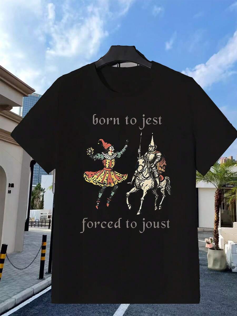 Camiseta unisex de manga corta, OrnaSíForzadoaJoustCamisetaGraciosasMemesCamisetaMedievalCómodoDeportesEntusiastaAbsorbe la humedadDeportesCamisaCómodoparaInformalPlayeras de Outingshombre, , , Dazymujer,romwehombres, bohochic,maestrasregalos,camisetaparaconjuntos de mujercon curvasparamu,y2k, - Negro - Ver 1