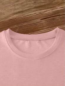 Aloha Tropical Hibiscus Flower Colorful Print Short-Sleeve Vintage Round-Neck T-Shirt, Fresh Forest Style Loose Top, 2026summer Party Commuter Women's - 粉色 - 查看 4