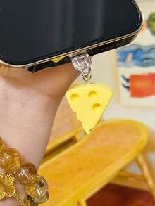 Cute Cheese Shaped Dust Plug For Mobile Phone - Yellow - View 2