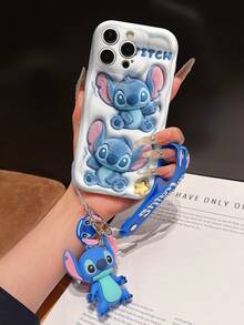Disney Lilo And Stitch Phone Case : 3D Fluffy Pattern Border Protector Phone Soft Phone Case With A Free Cute Stitch Bracelet Chain Lanyard, Stitch, Lilo, Angel, For Apple 17 Promax 17 Pro 16 15 14 13 12 11 Pro Max XS Max X XR Soft Cover Summer Phone Case - 白色 - 查看 7