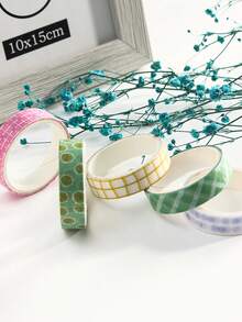 5 Rolls Washi Tape Set, Geometric Striped Grid Pattern Decorative Masking Tape For Scrapbooking Journaling, Bullet Journal Planner Decoration, DIY Craft Stationery Supplies, Decorative Adhesive Art Tape - Sets - View 7