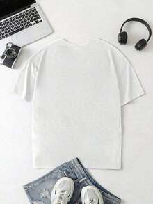 Women's Basic T-Shirts, New Release Promotion, Printed T-Shirts, Fun T-Shirt, Casual T-Shirts For Women, Women's Casual Pure Cotton T-Shirt, 250th Anniversary, Simple And Attractive Pattern Print, Short-Sleeved Crew Neck T-Shirt, Fun Summer Street Style, Surprise Gift For Family And Friends. JTWV - 白色 - 查看 2