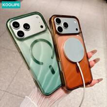 Koolife 1件琥珀棕水波紋磁吸手機殼，PC+TPU亮面防震保護殼，兼容MagSafe，適用於 18 Pro/18 Pro Max/17/17 Pro/17 Pro Max - 透咖 - 查看 6