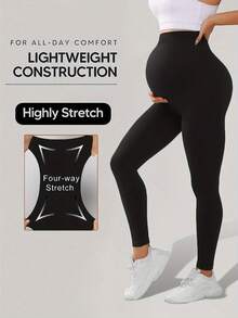 1/2pcs New Spring/Autumn Maternity Leggings, High Waist Slim Fit Ankle Length Maternity Pants, Plus Size Pregnancy Tights, Suitable For Pregnant Women And Moms-To-Be - Multicolor - View 3
