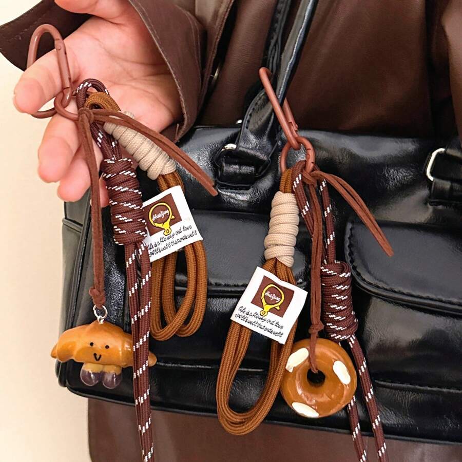 1 Pingente de Pão Personalizado, Decoração Personalizada, Chaveiro para Mochila, Acessório para Pendurar com Cordão - Multicolorido - Ver 1