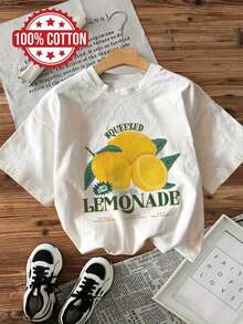 Graphic Print T-Shirt, Short Sleeves And Round Neck, Casual Top For Summer And Spring, Women's Clothing - 白色 - 查看 6