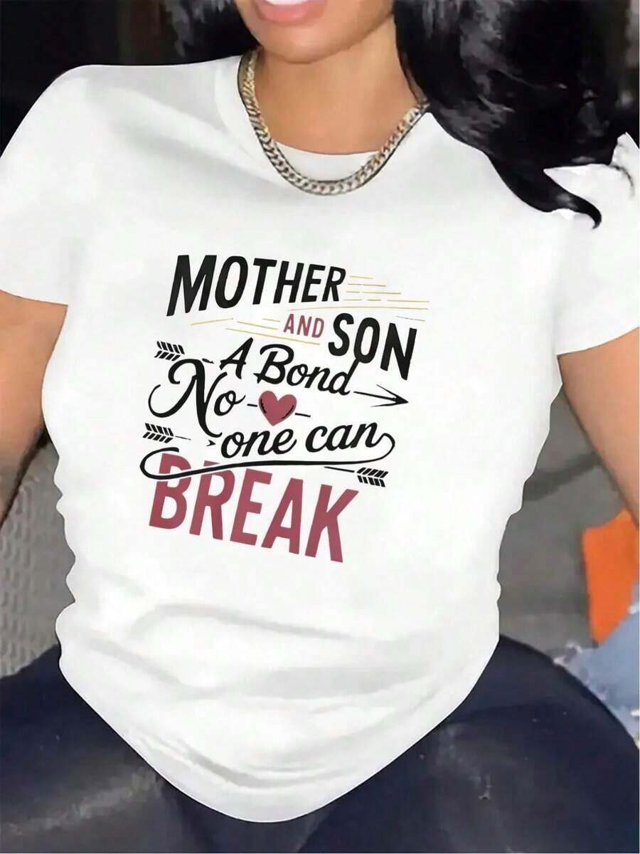 Matching Mother And Child T-Shirts For Women And Teens - Gift To Strengthen The Bond Between Mother And Child With Heart Design - Black And White Family T-Shirt - Soft Polyester T-Shirt For Mother's Day, Father's Day, Birthdays - Sizes S-3XL - Ideal For Matching Mother And Child Sets, Mom T-Shirt, Matching Family Sets, Inspirational Quote T-Shirt, Durable And Comfortable Fabric Blouses For Women - 白色 - 查看 1