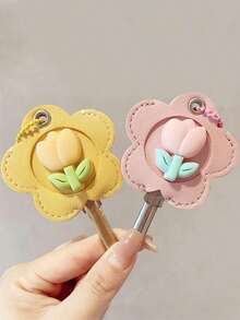 1Pcs Tulip Holder Set | Elegant PU Leather Keychain Organizer, House Keys - Ladies' Luxury Pouch Soft Durable Holder Chain Accessories Women Girls, Her,Beach,Summer,Vacation,Holiday,Travel Essential,Going Out Tops,Household Items,Mother's Day,Bedroom Decor,Garden,Kitchen Decor,Summer,Beach,Travel Essentials,Room Decor,Squishy,Graduation 6LMA - Màu xanh lam - Xem 4