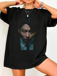 BT.S ARIRANG Jungkooks  Unisex Heavy Cotton Tee. Vintage Graphic Print Casual Black Cotton Short Sleeve T-Shirt - 黑色 - 查看 1