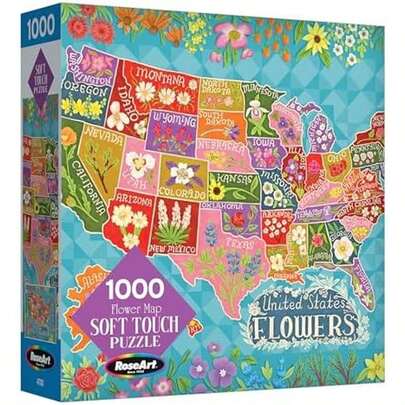 RoseArt - Soft Touch - Flower Map - 1000 Piece Jigsaw Puzzle For Adults