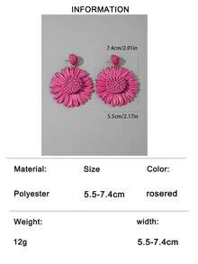 imoli 1 Pair Bohemian Style Handmade Raffia Flower Stud Earrings, Fashionable Jewelry Gift Suitable For Beach Vacation - Multicolor - View 16