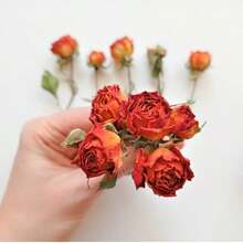 20pcs Artificial Red Rose Flowers, Mini Fake Rose Buds, Resin Handmade Miniature Artificial Flowers, Craft Decor Fake Flowers, Wedding Home Decor, Wedding Floral Decoration - Orange - View 6