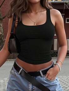 Women's Y2K Sexy Solid Color Cami Top, Versatile For Commuting In Summer Casual Black - Black - View 5