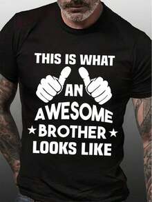 Camisetas de Verano para Hombre Aoswep con Estampado Gráfico de Letras y Eslóganes, Cuello Redondo, Manga Corta, Estilo Casual BZYV - Negro - Ver 2