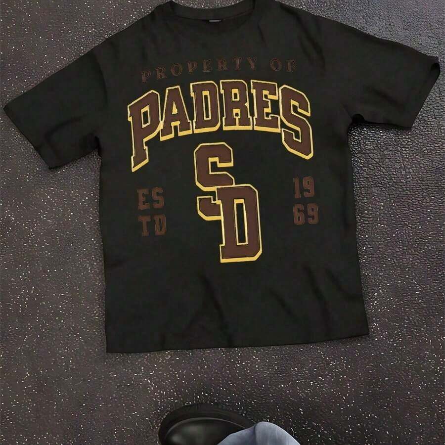 Premium Quality Unisex Casual T-Shirts, Padres Baseball T-Shirt, San Diego Padres Baseball Sweatshirt, Women's Baseball T-Shirt, Mom Baseball T-Shirt, Mom T-Shirt, Padres T-Shirt. - 黑色 - 查看 1