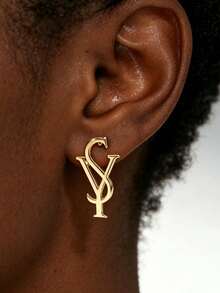 1 Pair Asymmetrical Geometric Letter Stud Earrings - Gold YS Letter Stud Earrings - View 3