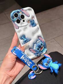 Disney Lilo And Stitch Phone Case : 3D Fluffy Pattern Border Protector Phone Soft Phone Case With A Free Cute Stitch Bracelet Chain Lanyard, Stitch, Lilo, Angel, For Apple 17 Promax 17 Pro 16 15 14 13 12 11 Pro Max XS Max X XR Soft Cover Summer Phone Case - trắng - Xem 3