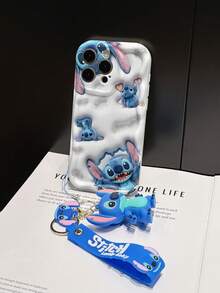 Disney Lilo And Stitch Phone Case : 3D Fluffy Pattern Border Protector Phone Soft Phone Case With A Free Cute Stitch Bracelet Chain Lanyard, Stitch, Lilo, Angel, For Apple 17 Promax 17 Pro 16 15 14 13 12 11 Pro Max XS Max X XR Soft Cover Summer Phone Case - trắng - Xem 5