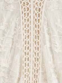 Bohemian Style Embroidered Sheer Robe - Batwing Sleeve Long Beach Cover Up Suitable For Coachella, Beach And Summer Travel - White - View 9
