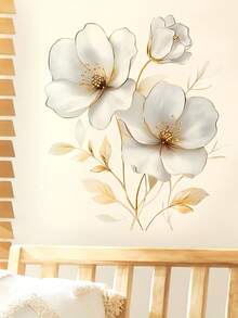 1PC Metallic Large Floral Pattern Wall Sticker, Home Decoration For Living Room, Bedroom, Dining Room, Study, And Entryway Wall Beautification, PVC Material Self-Adhesive Removable Wall Decal - A - View 3