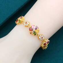 1件奢华彩色锆石镶嵌手链，女士珠宝礼品 - 彩色的 - 查看 2