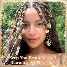46pcs Set Aksesori Rambut Boho Emas, Bintang Laut, Kerang, Cincin Rambut, Aksesoris Rambut Dreadlock, Kepang, Liontin, Perhiasan Rambut Hippie Y2K untuk Wanita, Jepit Rambut, Jepit Cakar - MultiWarna - View 4