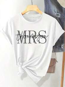 Women's Custom Printed Short Sleeve T-Shirt - Casual Short Sleeve Crew Neck Top, Machine Washable And Comfortable For All Seasons, Custom T-Shirt, Comfortable For Everyday Wear. - 白色 - 查看 5