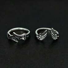 Nhẫn hở hình cánh thiên thần và ác quỷ, thiết kế họa tiết sần sùi, nhẫn unisex đa năng. - Nhiều màu - Xem 7